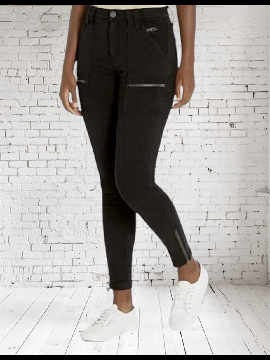 Joie Black Skinny Jeans W/ Zip Pocket Detail Mid Rise Stretch Denim